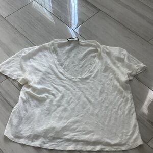 Mango White Scoop Neck Short Sleeve Tee